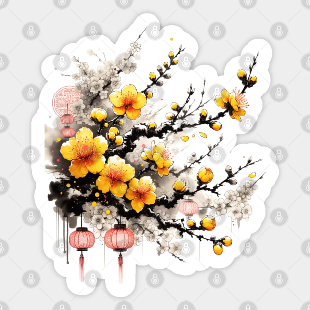 Ink Drawing of Hoa Mai Happy New Year Sticker by HolidayBug